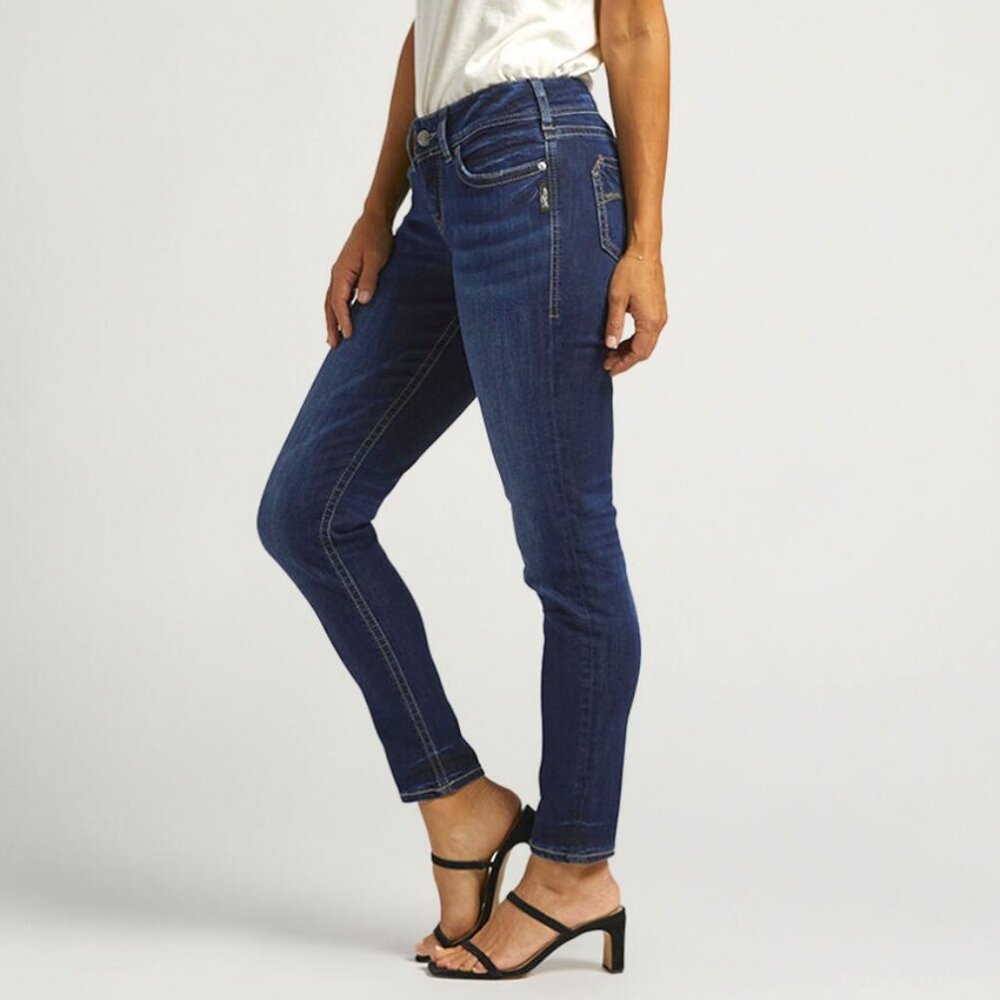 Silver Jeans Co.Suki Skinny Jeans, 27W/29L -Dark Indigo, Curvy Fit Super Stretch